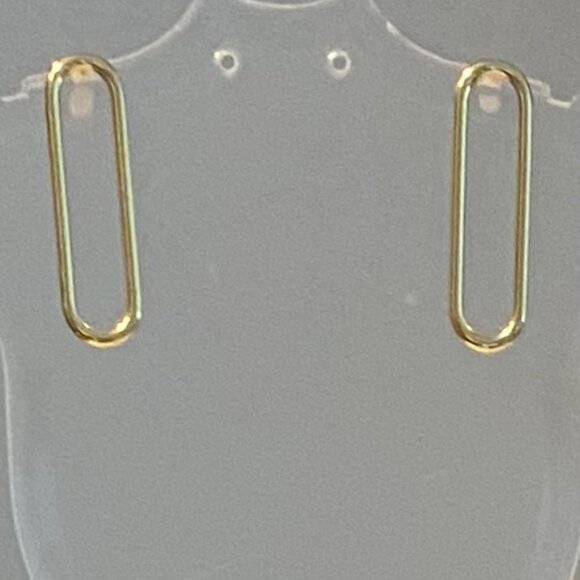 Gold plated paperclip earrings, 925SS post, NEW - Picture 1 of 5